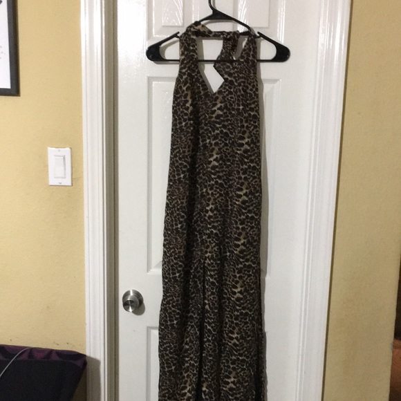 Ladies cheetah print size 8 Jumpsuit  Helene Blake halter top - Picture 1 of 4